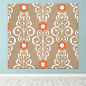 幾何学的な花：ヴィンテージシームレスなデザイン キャンバスプリント (インサイチュ (ウッドフロア))