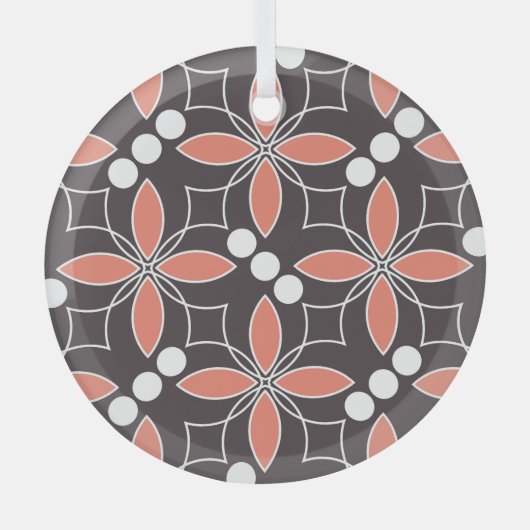 幾何学的な花、ヴィンテージ芸術的パターン。 ガラスオーナメント (正面)