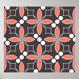幾何学的な花、ヴィンテージ芸術的パターン。 ポスター
