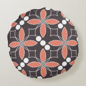 幾何学的な花、ヴィンテージ芸術的パターン。 ラウンドクッション (裏面)