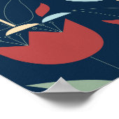 幾何学的な花：数々の – 色のヴィンテージオーナメント ポスター (角)