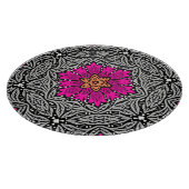 幾何学的な花 – 明るい赤紫色ピンクとグレー カッティングボード (角)