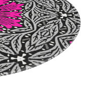 幾何学的な花 – 明るい赤紫色ピンクとグレー カッティングボード (角)