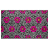 幾何学的な花 – 明るい赤紫色ピンクとグレー ファブリック (ファットクウォーター)