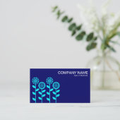 幾何学的な花 – 水色の深いネイビー 名刺 (スタンド正面)