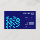幾何学的な花 – 水色の深いネイビー 名刺 (裏面)