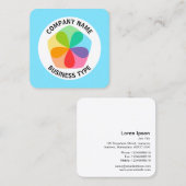 幾何学的な花 – 淡い色の青#7FE6FF スクエア名刺 (正面/裏面)