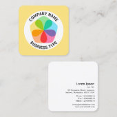 幾何学的な花 – 淡い色の黄色#FFE67F スクエア名刺 (正面/裏面)