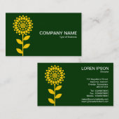 幾何学的な花 – 濃い緑の琥珀 名刺 (正面/裏面)