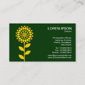 幾何学的な花 – 濃い緑の琥珀 名刺 (裏面)