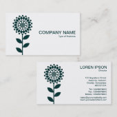 幾何学的な花 – 濃い緑（白） 名刺 (正面/裏面)