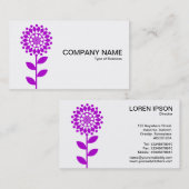 幾何学的な花 – 白の紫 名刺 (正面/裏面)