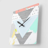 幾何学的な芸術のプリント スクエア壁時計 (傾斜)