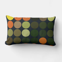 幾何学的な芸術の黄色、オレンジ、緑の円 ランバークッション