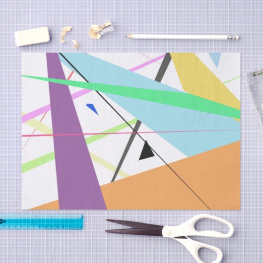 幾何学的な芸術的なモダンの抽象芸術は縞で飾ります 薄葉紙 (クラフト)