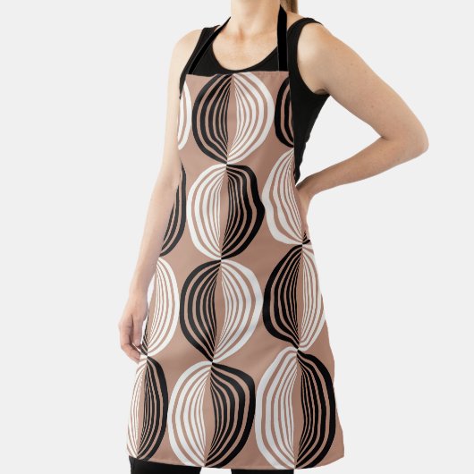 幾何学的な茶色の円のシームレスなデザイン エプロン (インサイチュ)