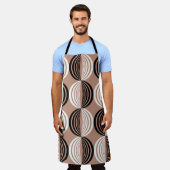 幾何学的な茶色の円のシームレスなデザイン エプロン (着用した状態)