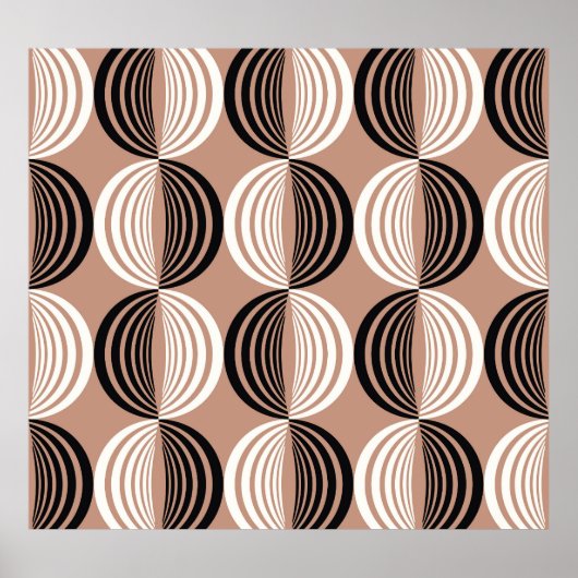 幾何学的な茶色の円のシームレスなデザイン ポスター (正面)