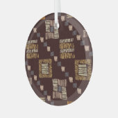 幾何学的な茶色の民族部族の背景 ガラスオーナメント (正面左)