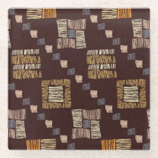 幾何学的な茶色の民族部族の背景 ガラスコースター