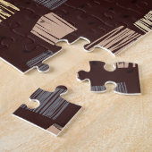 幾何学的な茶色の民族部族の背景 ジグソーパズル (側面)