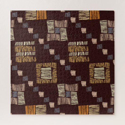 幾何学的な茶色の民族部族の背景 ジグソーパズル (縦)