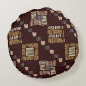 幾何学的な茶色の民族部族の背景 ラウンドクッション (裏面)