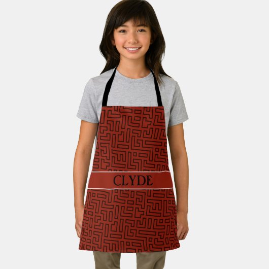 幾何学的な茶色の黒のパタミニマルーン エプロン (インサイチュ)