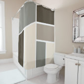 幾何学的な茶色、トープ、グレーとアイボリー シャワーカーテン (インサイチュ)