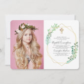 幾何学的な葉のクロス確認招待状 招待状 (正面)