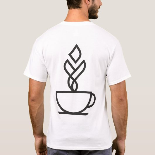 幾何学的な蒸気コーヒーカップTシャツ - ミニマルなデザイン Tシャツ (裏面)