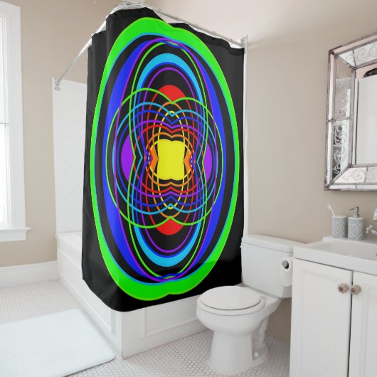 幾何学的な虹色のシェイプ シャワーカーテン (インサイチュ)