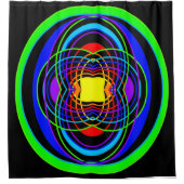 幾何学的な虹色のシェイプ シャワーカーテン (正面)