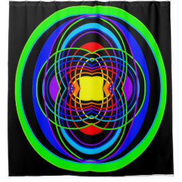 幾何学的な虹色のシェイプ シャワーカーテン