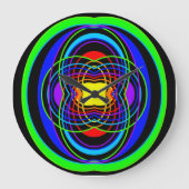 幾何学的な虹色のシェイプ ラージ壁時計 (正面)