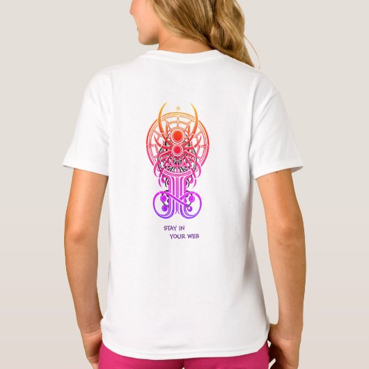 幾何学的な蜘蛛のラインアート Tシャツ (裏面)