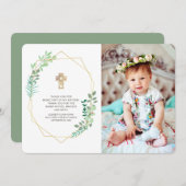 幾何学的な観モダン葉写真のバプテスマをありがとう サンキューカード (正面/裏面)