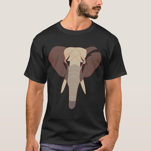 幾何学的な象の頭のグラフィック Tシャツ (正面)