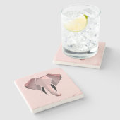 幾何学的な象の頭 ストーンコースター (横)