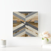 幾何学的な象眼細工 スクエア壁時計 (ホーム)