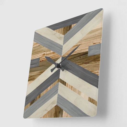 幾何学的な象眼細工 スクエア壁時計 (傾斜)
