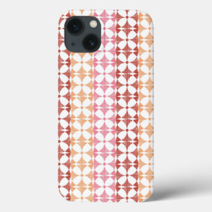 幾何学的な赤いイカットストライプパターン iPhone 13ケース