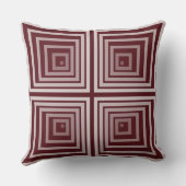 幾何学的な赤い入れ子状の四角い角ばった箱のパターン クッション (裏面)