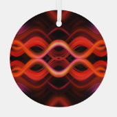 幾何学的な赤い波線デザイン。 ガラスオーナメント (裏面)