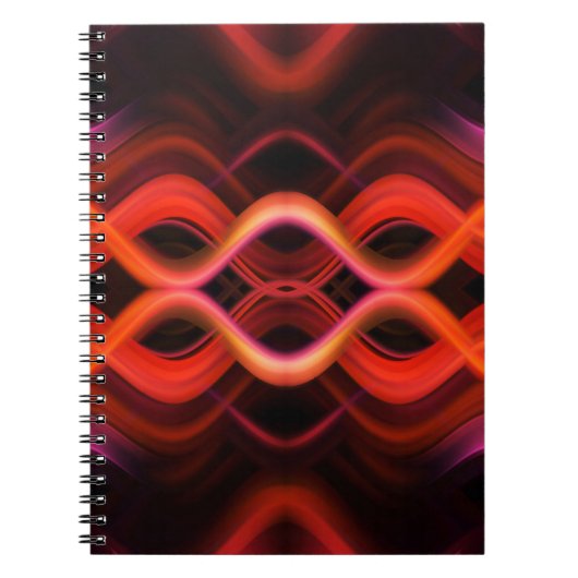 幾何学的な赤い波線デザイン。 ノートブック (正面)