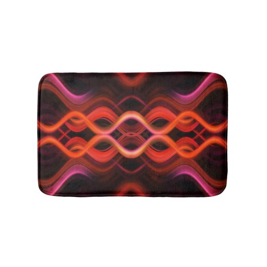 幾何学的な赤い波線デザイン。 バスマット (正面)