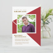 幾何学的な赤い色のブロック三角形のグラデーション 案内状 (スタンド正面)