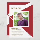 幾何学的な赤い色のブロック三角形のグラデーション 案内状 (正面/裏面)