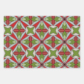 幾何学的な赤と緑の休日 ラッピングペーパーシート (正面3)