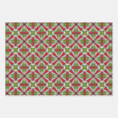 幾何学的な赤と緑の休日 ラッピングペーパーシート (正面)